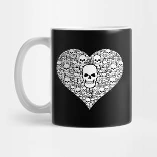 Heart shape made of Skulls, white Mug